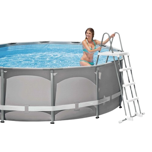 [onl119545] Escada para piscina elevada - 3 Degraus + Plataforma
